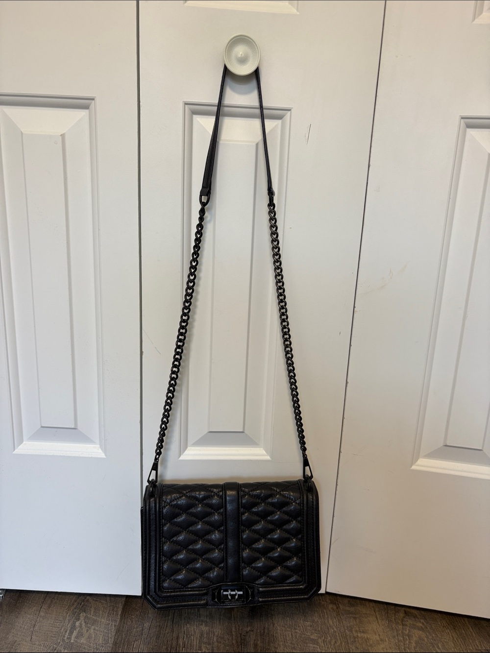 Rebecca Minkoff Black Quilted Shoulder Bag with Chain Strap